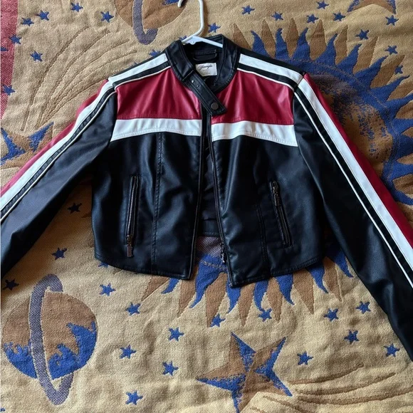YoungLA Black and Red Leather Jacket - Picture 1 of 2